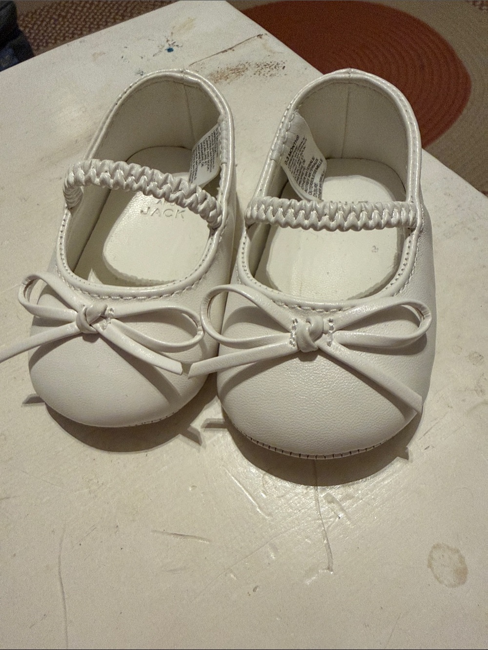 Janie And Jack White Girls' Mary Jane Bow Ballet Flats